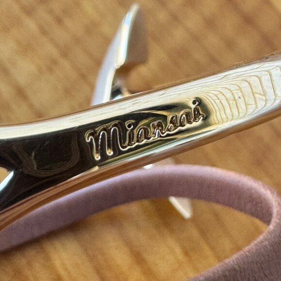 Miansai Anchor Gold Tone Half Cuff Brown Leather Women's Bracelet - Picture 3 of 5